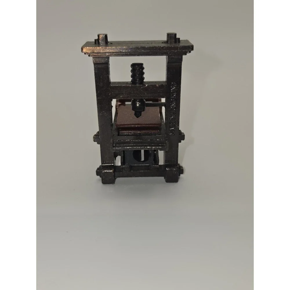 VINTAGE Diecast Bronze Color Metal Pencil Sharpener PRINTING PRESS 2.5